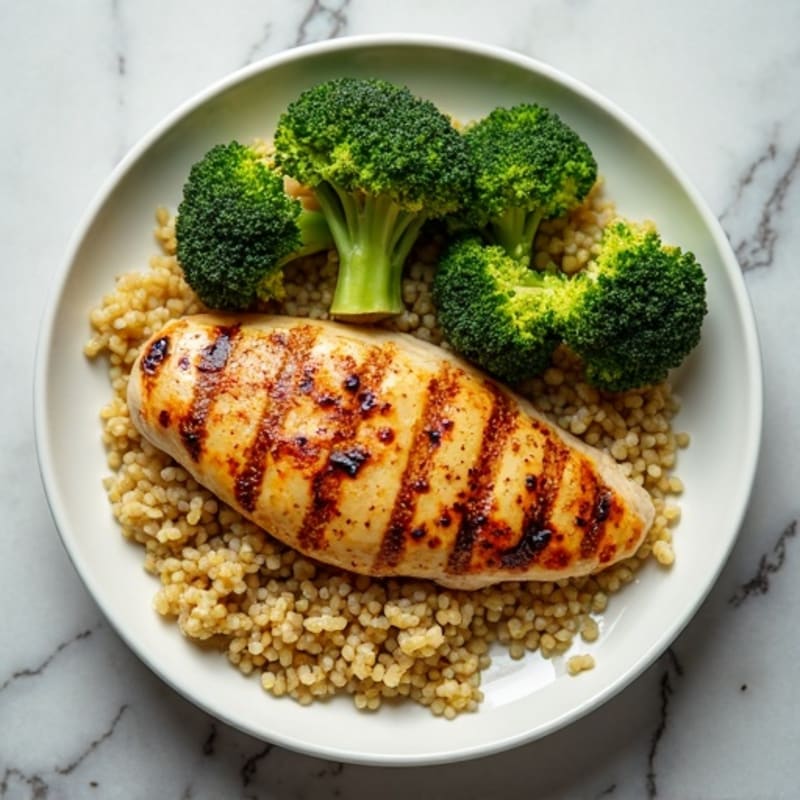 Grilled Chicken Breast with Roasted Broccoli and Quinoa