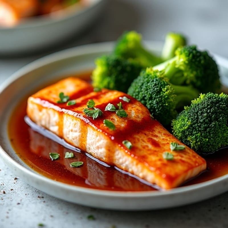 Pan-Seared Teriyaki Glazed Salmon with Roasted Broccoli
