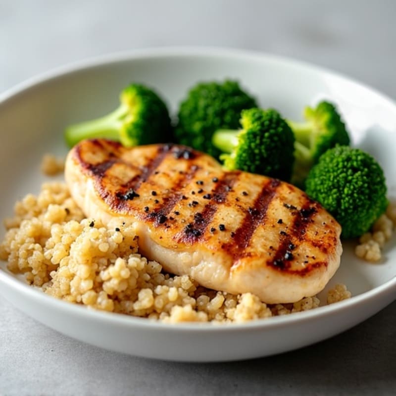 Grilled Chicken Breast with Quinoa and Steamed Broccoli