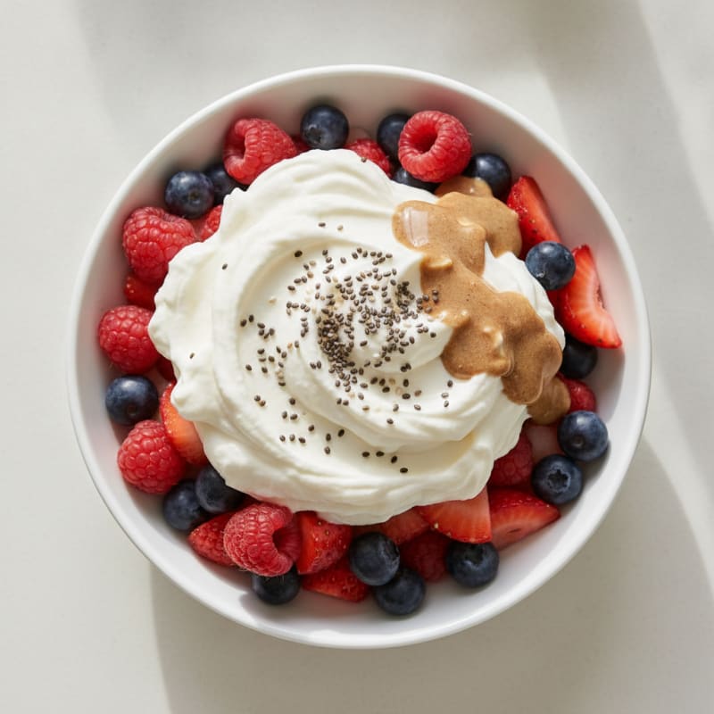 Greek Yogurt Protein Mousse with Mixed Berries