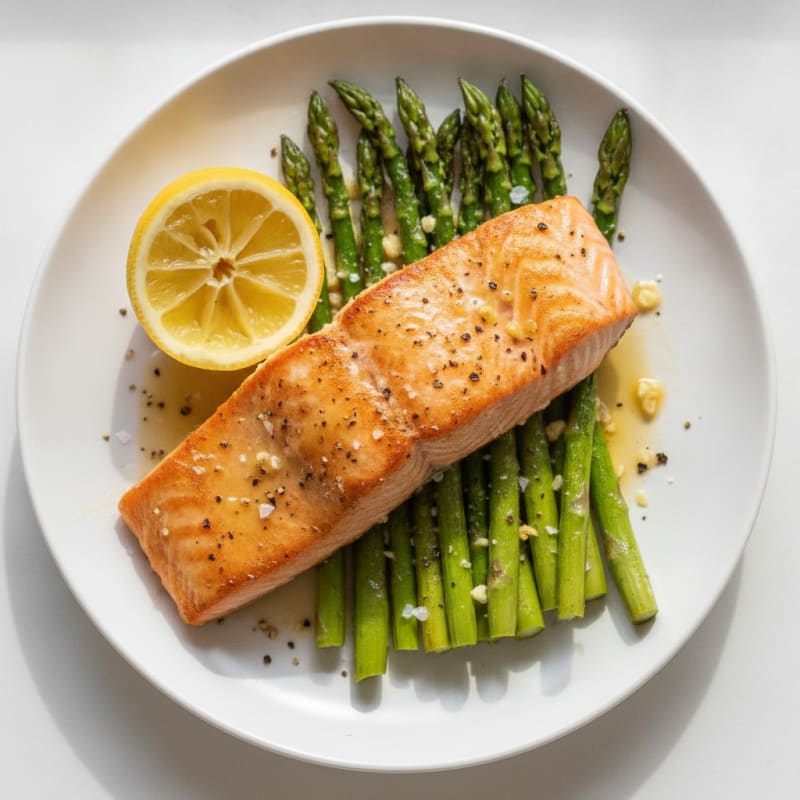 Pan-Seared Salmon with Roasted Asparagus