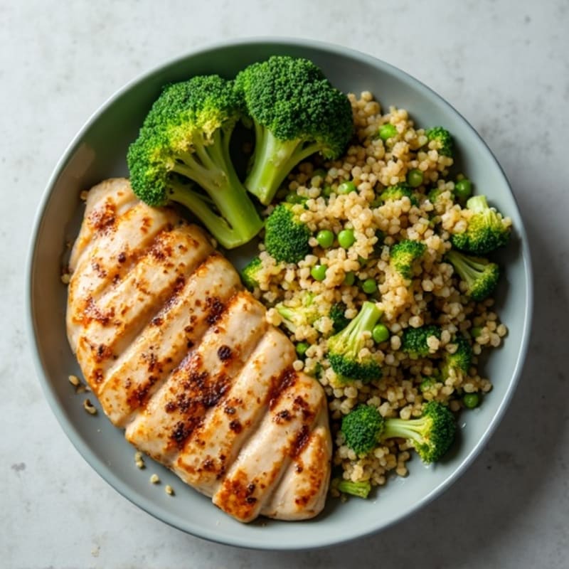 Grilled Chicken and Quinoa Salad with Roasted Broccoli