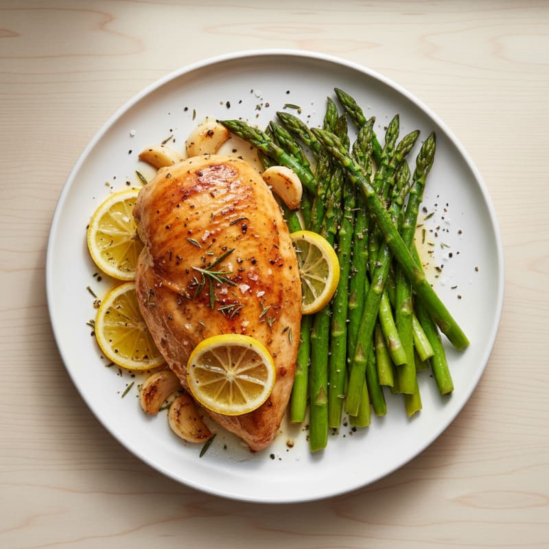 Lemon Herb Roasted Chicken with Asparagus
