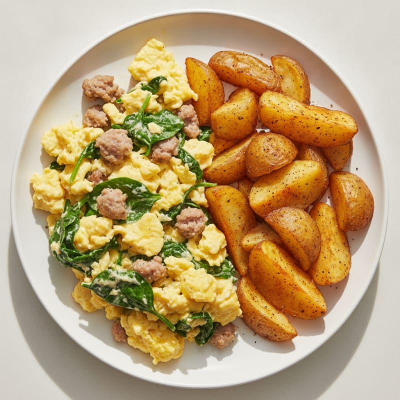 Hearty Scrambled Eggs with Roasted Potatoes