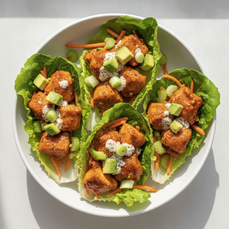 Buffalo Ranch Chicken Lettuce Wraps