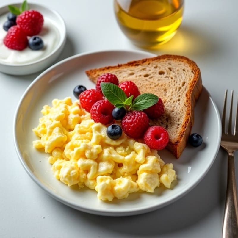 Egg White Scramble with Greek Yogurt and Fresh Berries