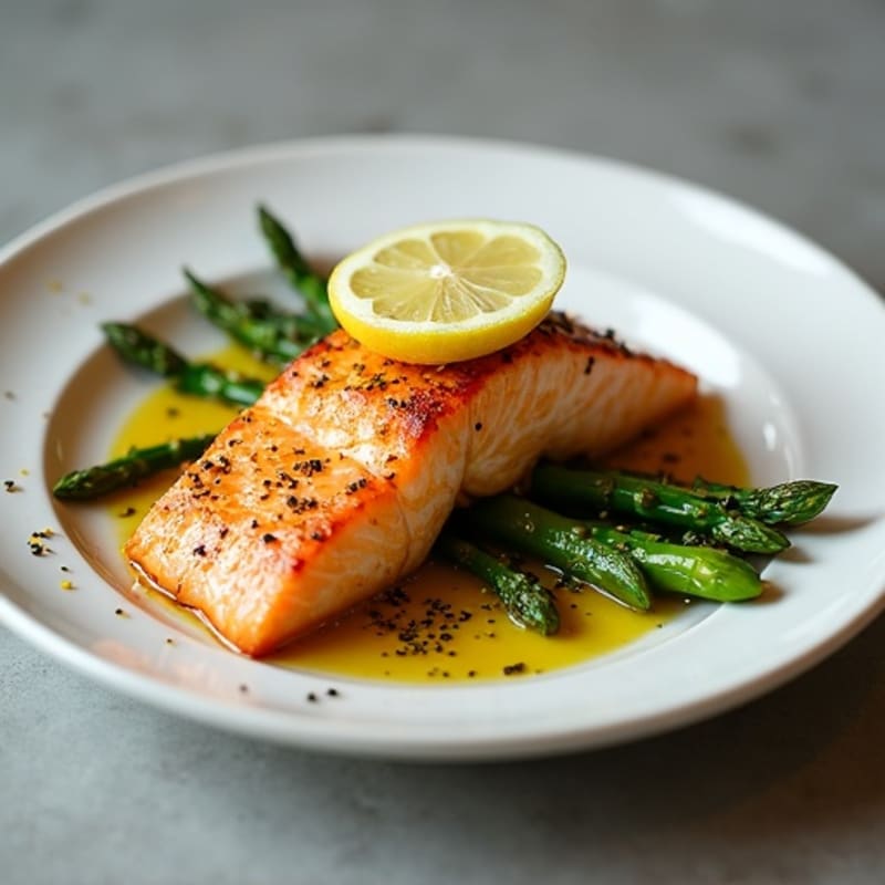 Seared Salmon with Roasted Asparagus and Lemon Zest