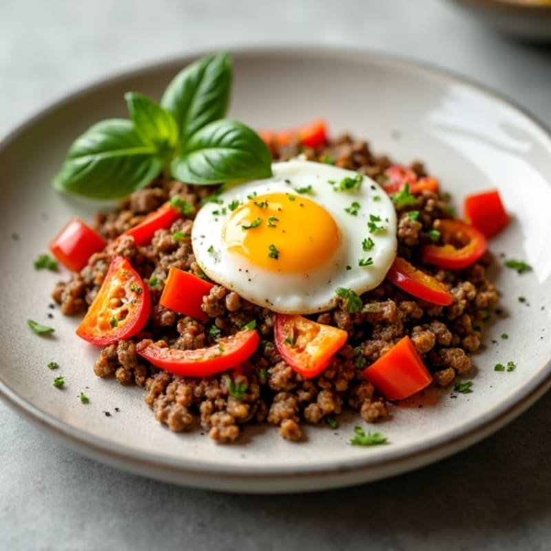 Lean Ground Beef and Bell Pepper Skillet with Fresh Herbs