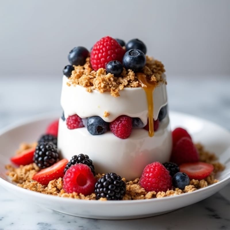 Silky Greek Yogurt Parfait with Mixed Berries and Protein Granola