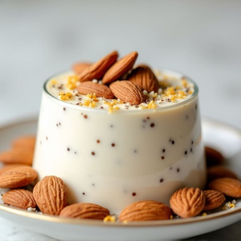 Silky Greek Yogurt Protein Pudding with Sliced Almonds