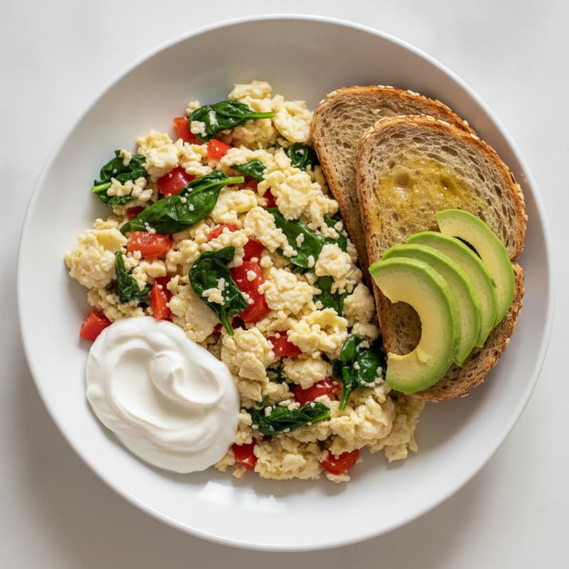 Egg White Veggie Scramble with Greek Yogurt
