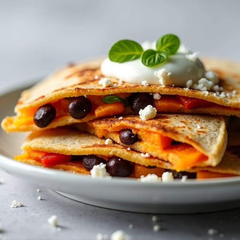 Crispy Black Bean Sweet Potato Quesadillas
