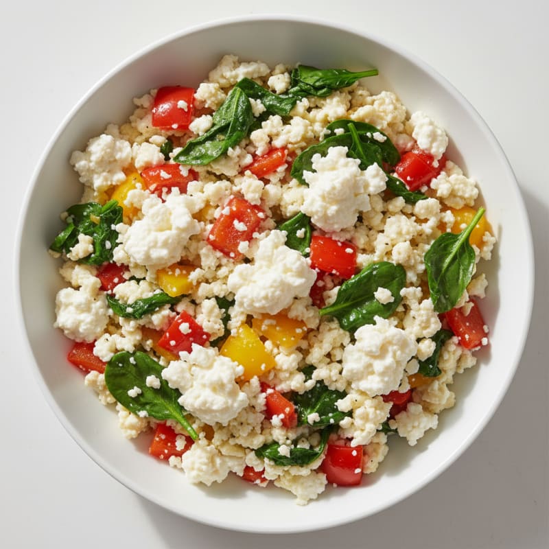 Egg White Veggie Scramble with Cottage Cheese