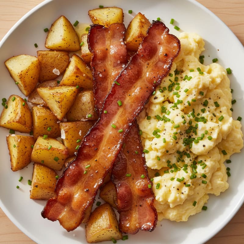 Golden Maple-Glazed Bacon with Crispy Potatoes