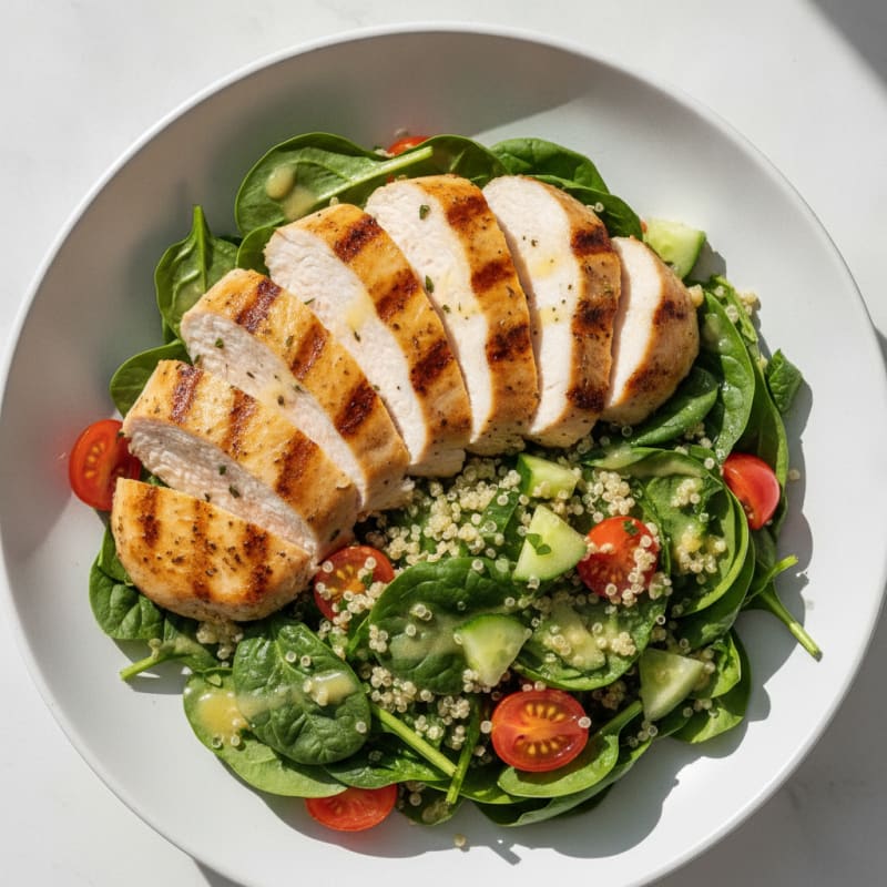 Grilled Turkey Breast with Spinach Quinoa Salad