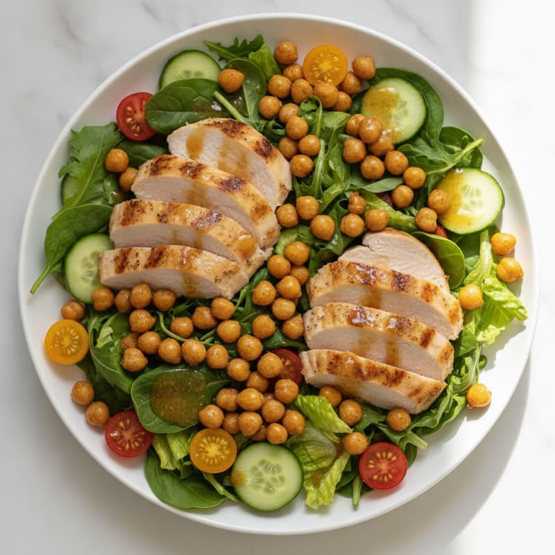 Grilled Turkey Breast Salad with Chickpeas and Lemon Vinaigrette