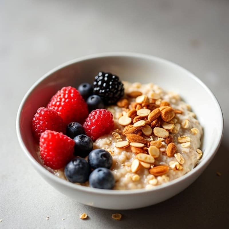 Creamy Protein Oatmeal with Fresh Berries and Toasted Nuts