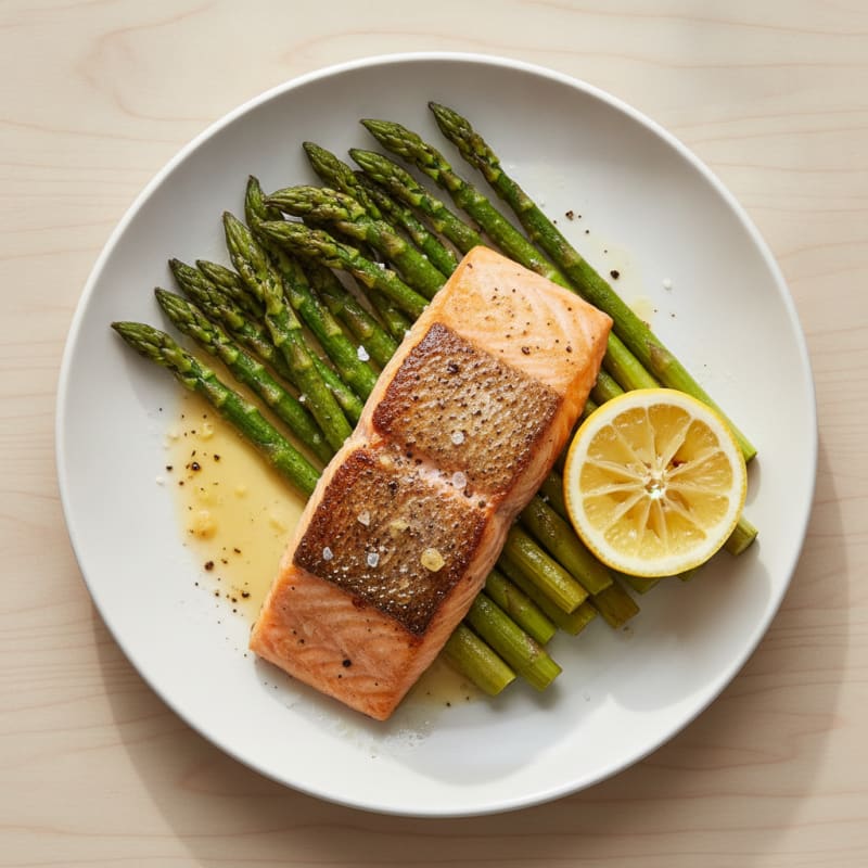 Pan-Seared Salmon with Roasted Asparagus