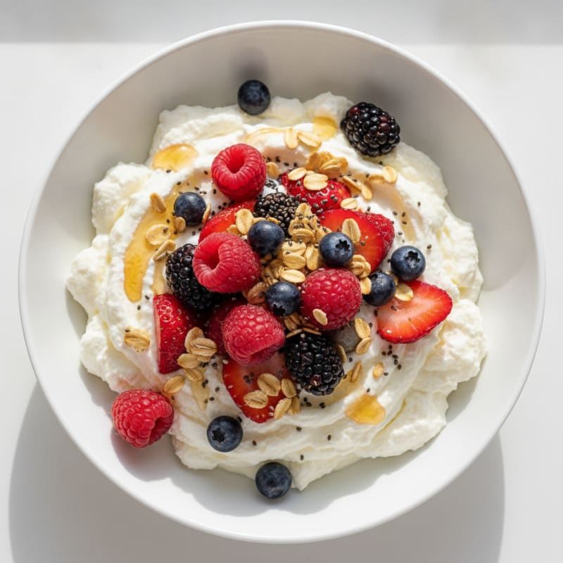Silky Greek Yogurt Protein Mousse with Mixed Fruit