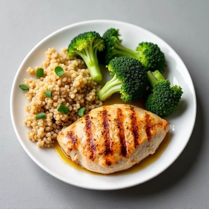 Grilled Chicken Breast with Roasted Broccoli and Quinoa