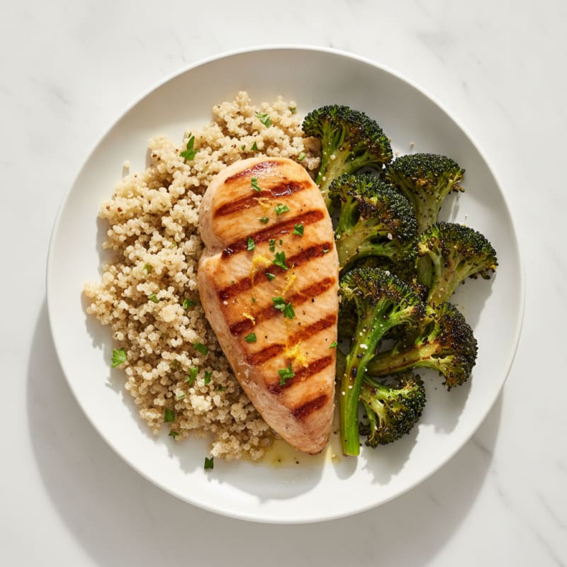 Grilled Turkey Breast with Quinoa and Roasted Broccoli
