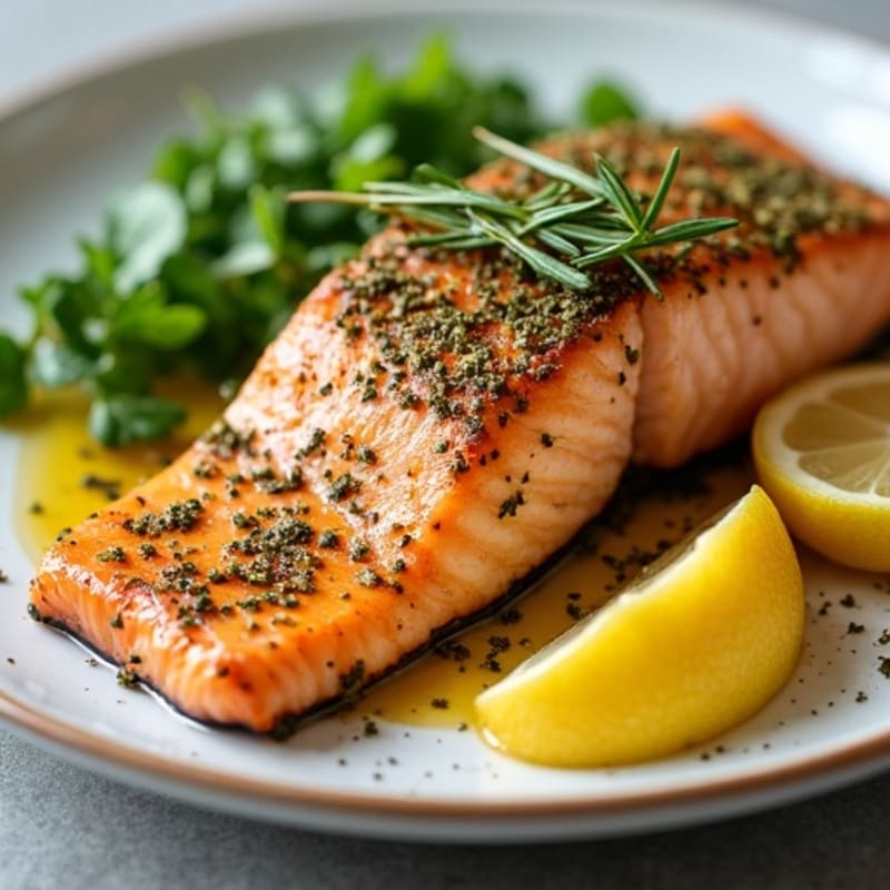Herb-Crusted Pan Seared Salmon with Lemon
