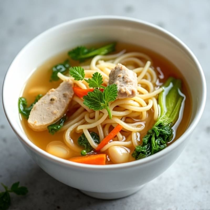 Silky Chicken Noodle Soup with Fresh Ginger and Bok Choy