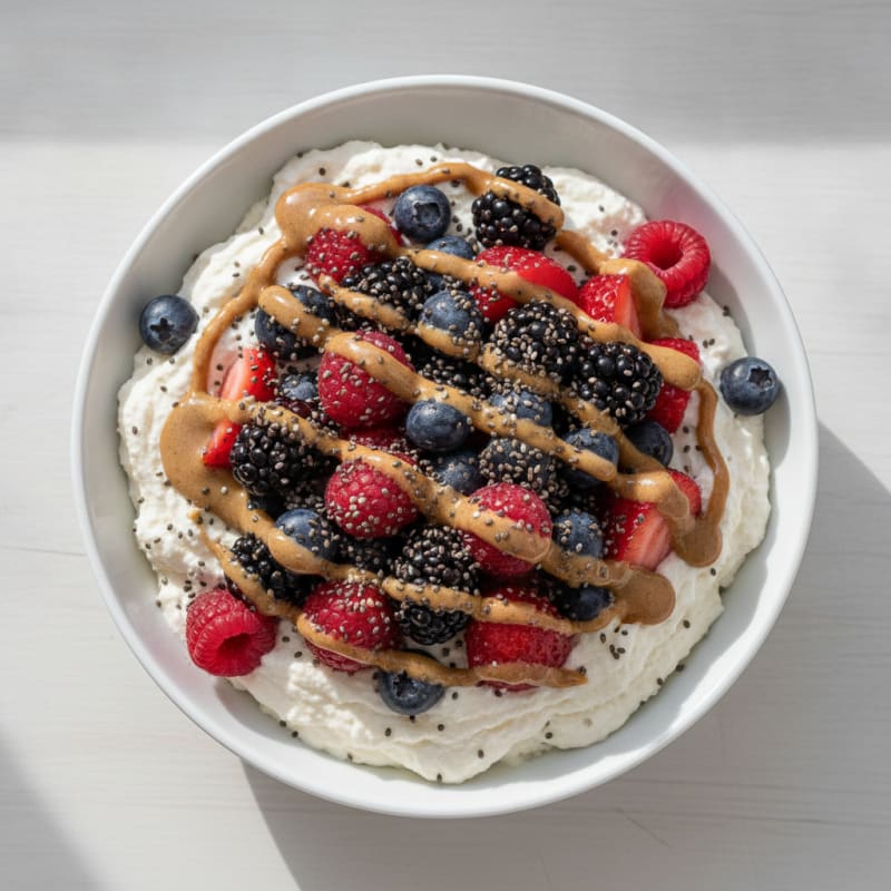 Greek Yogurt Protein Mousse with Mixed Berries