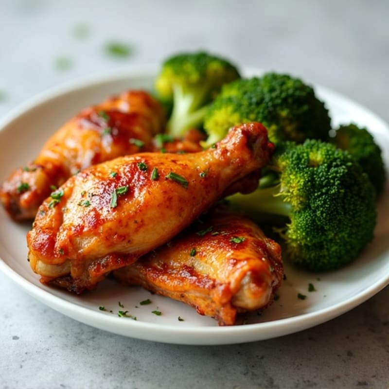 Crispy Baked Honey Garlic Chicken Wings with Roasted Broccoli