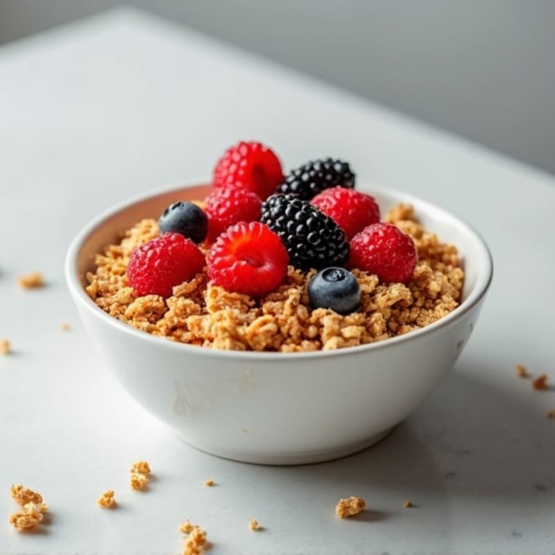 Crispy Granola with Fresh Berries and Creamy Greek Yogurt