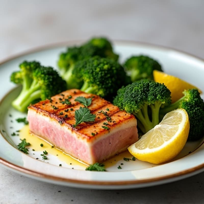 Lemon-Herb Seared Tuna with Roasted Broccoli