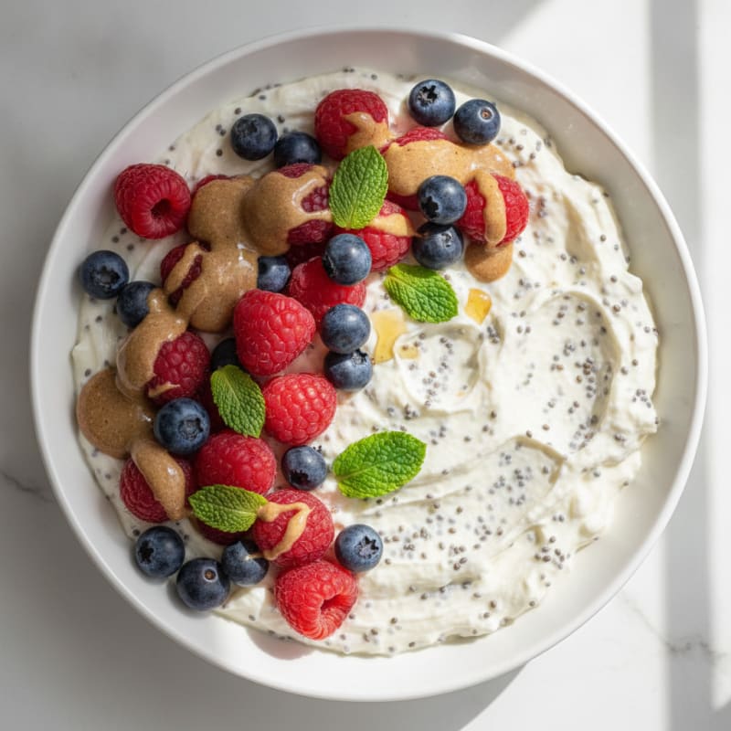 Creamy Greek Yogurt Protein Pudding with Berries