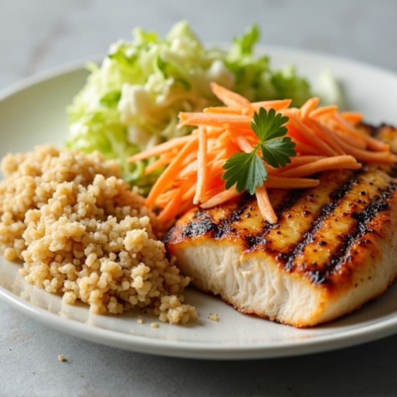 Grilled Chicken Breast with Shredded Cabbage and Carrot Slaw