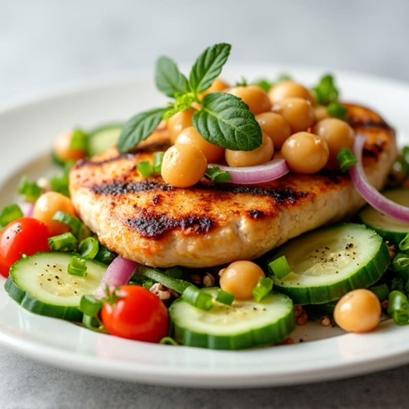 Grilled Chicken Breast with Crunchy Chickpea Salad