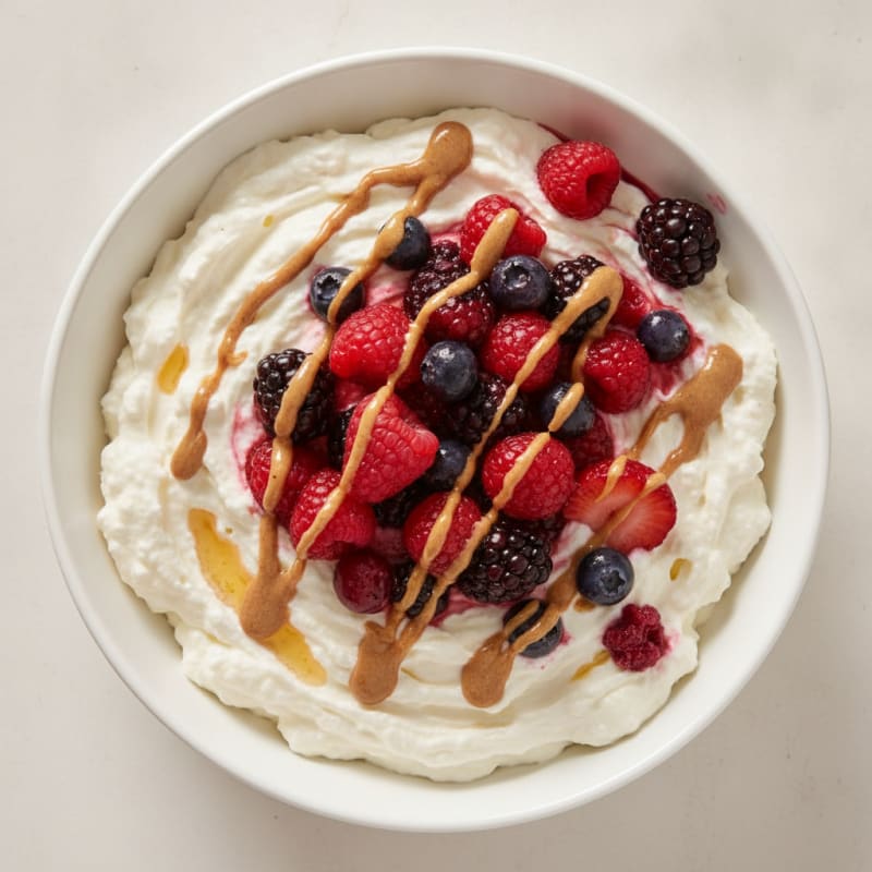 Silky Greek Yogurt Protein Mousse with Mixed Berries