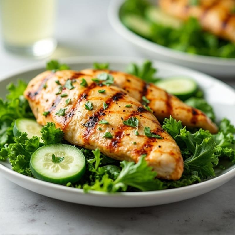 Fresh Grilled Chicken Salad with Crisp Greens, Cucumber, and Lemon-Herb Vinaigrette