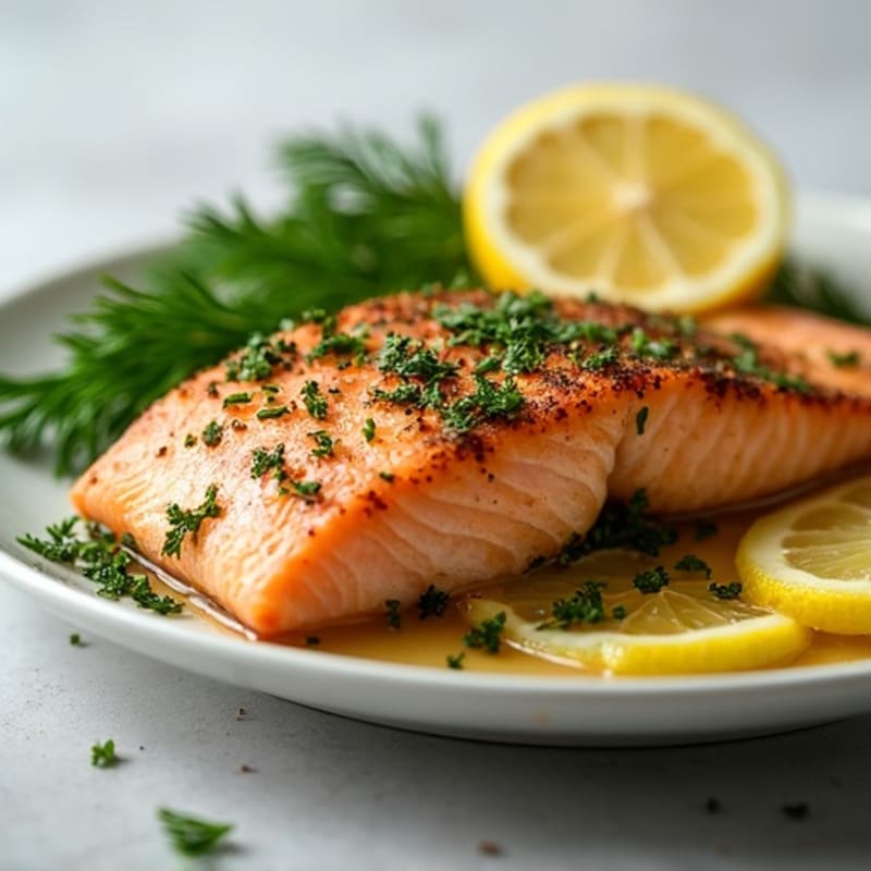 Herb-Crusted Pan Seared Salmon with Lemon