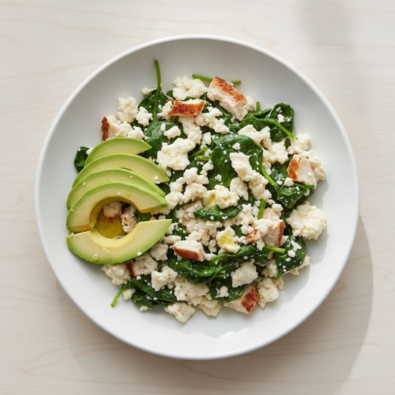 Egg White Scramble with Spinach and Turkey Breast