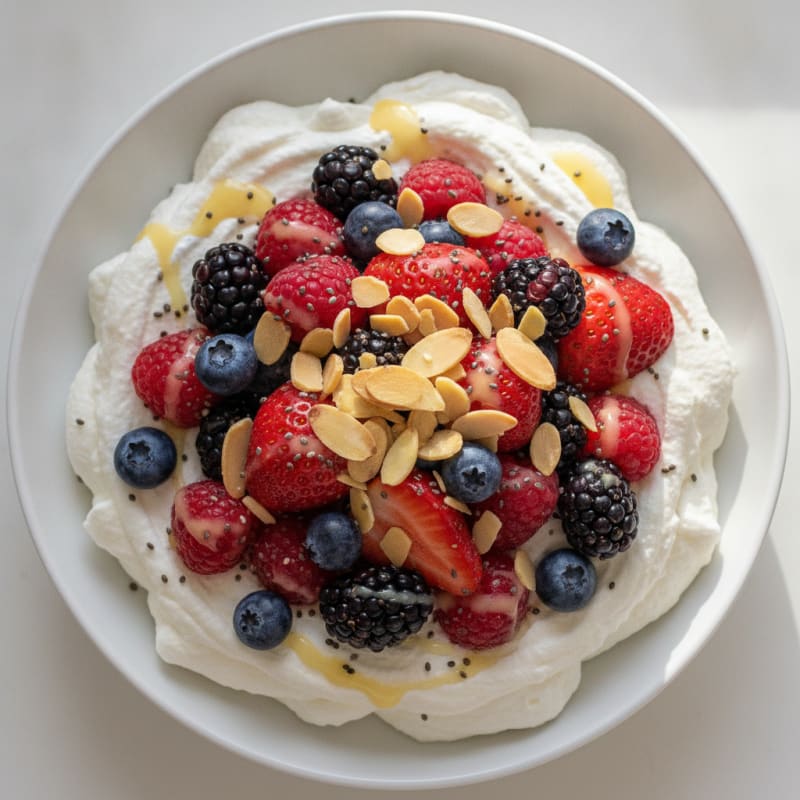 Greek Yogurt Protein Mousse with Mixed Berries