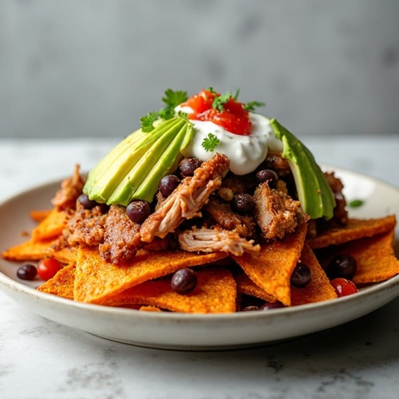 Pulled Pork Loaded Crispy Sweet Potato Nachos