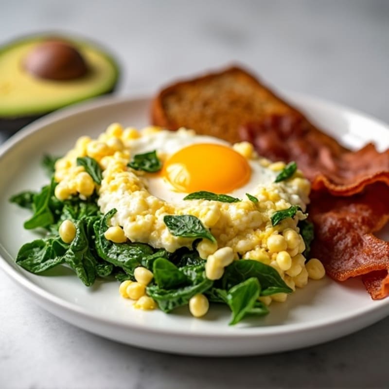 Egg White Scramble with Spinach and Turkey Bacon