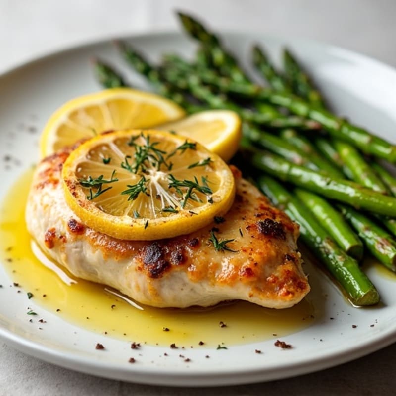 Lemon Herb Roasted Chicken with Crispy Roasted Asparagus