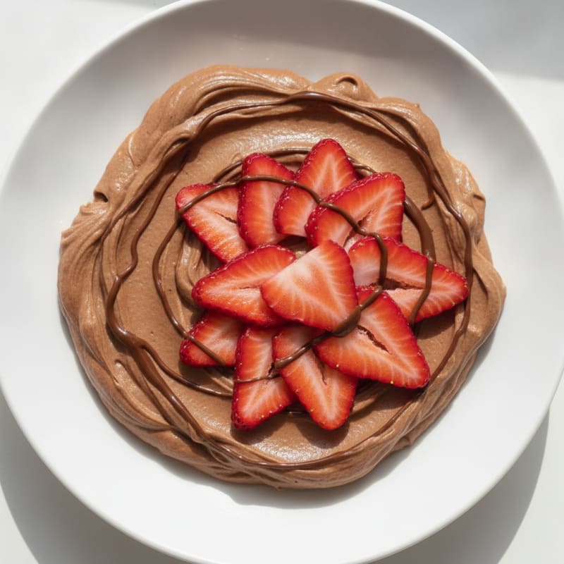 Silky Protein Chocolate Pudding with Sliced Strawberries