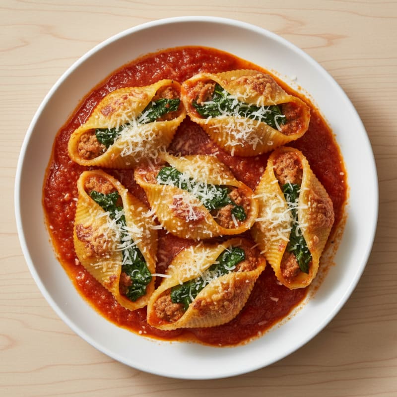 Spinach Ricotta Stuffed Shells with Marinara