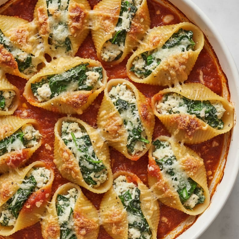Baked Spinach Ricotta Stuffed Shells
