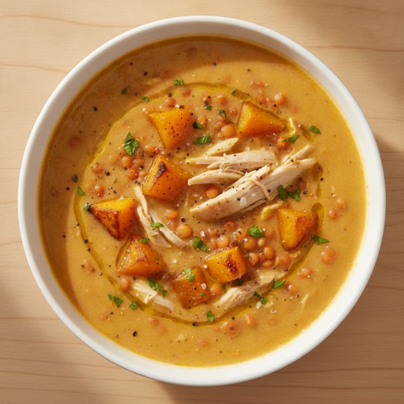 Roasted Butternut Squash and Lentil Soup