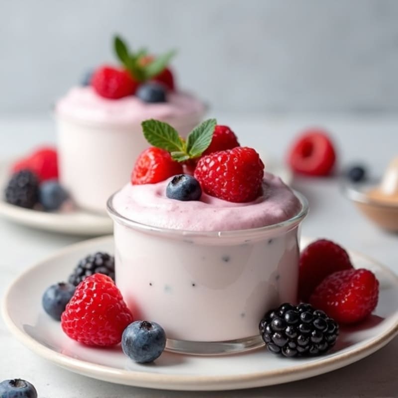 Silky Greek Yogurt Protein Mousse with Mixed Berries