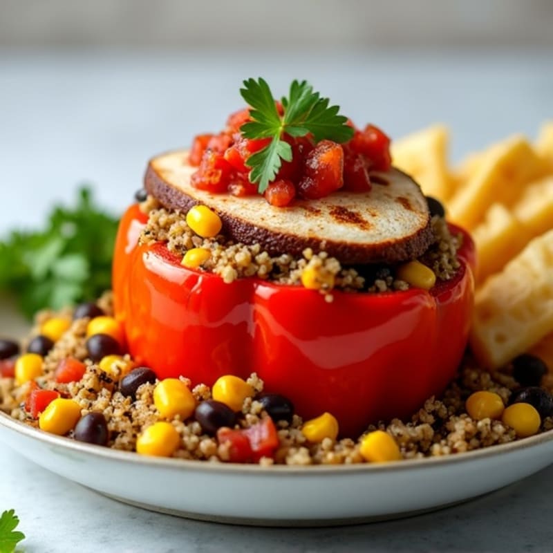 Fire-Roasted Quinoa Stuffed Bell Peppers