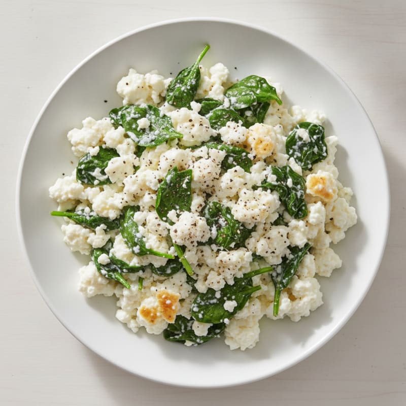 Egg White Scramble with Spinach and Cottage Cheese