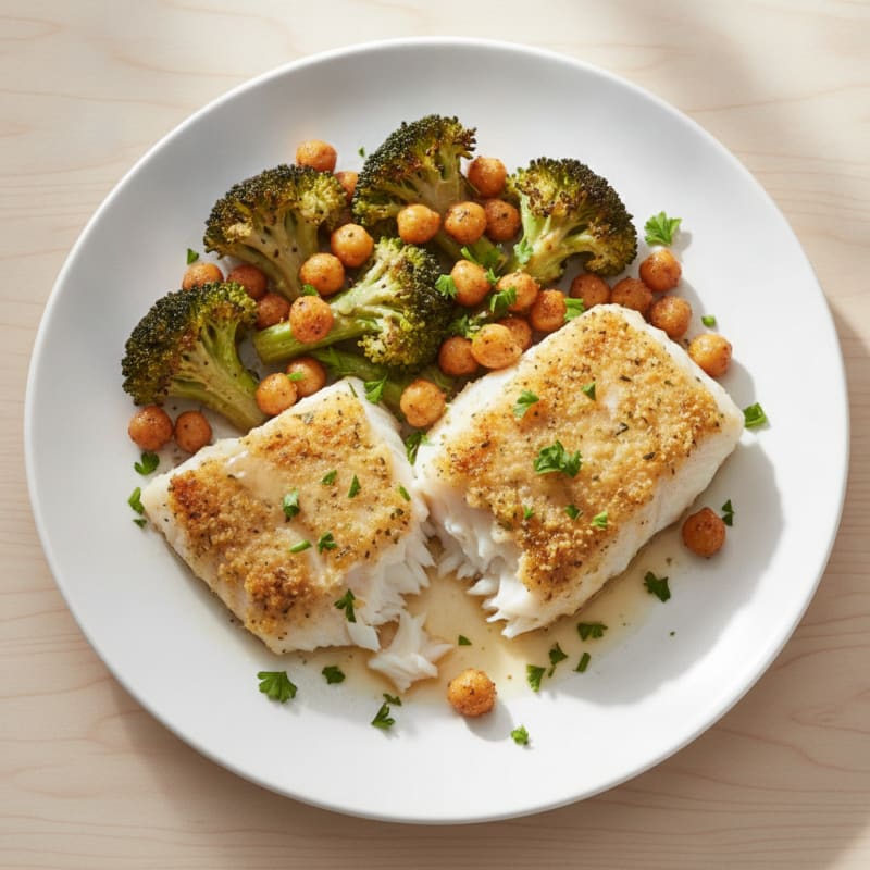 Baked Lemon Herb Cod with Roasted Vegetables